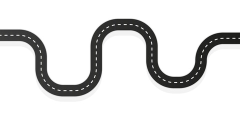 Bending roads and highways, winding road. Vector illustration.