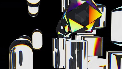 Poster - Glass primitive elements. Computer generated 3d render
