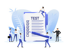 Flat Infographic With Test People For Report Design. Flat Illustration