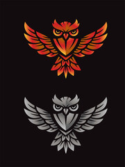 Wall Mural - Flying Owl with Open Wings Mascot a symbol of wisdom