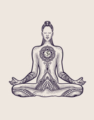 Wall Mural - Illustration Yoga pose woman on white background