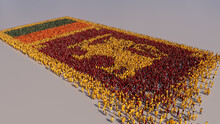 Sri Lankan Flag Formed From A Crowd Of People. Banner Of Sri Lanka On White.