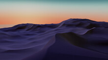Desert Landscape With Sand Dunes And Orange Gradient Sky. Scenic Modern Wallpaper.