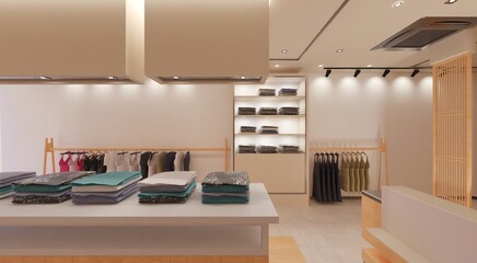Clothes store interior 3d illustration