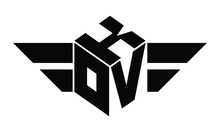KOV Three Letter Gaming Logo In Polygon Cube Shape Logo Design Vector Template. Wordmark Logo | Emblem Logo | Monogram Logo | Initial Letter Logo | Sports Logo | Minimalist Logo | Typography Logo |