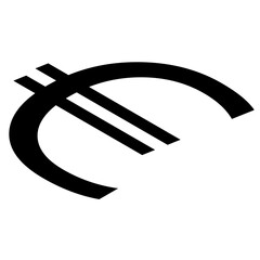 Wall Mural - Euro EUR currency sign silhouette of European Union in isometric top view isolated on white background. Currency by the European Central Bank.