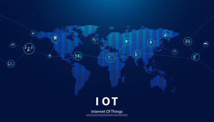 Poster - abstract internet of things concept city 5g.iot internet of things communication network innovation 