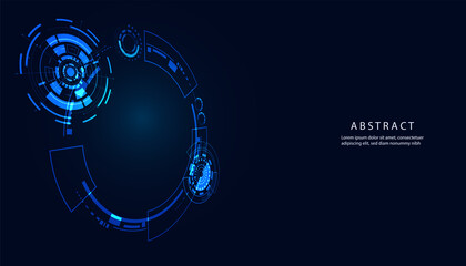 Fototapete - Abstract Circle Blue Interface Futuristic Background  Light Blue For Copy Space.on hi tech blue future background