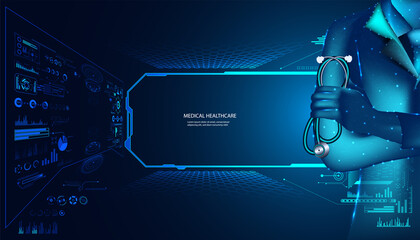 Poster - abstract health medical doctor healthcare hud interface and digital technology concept modern innova