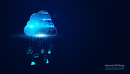 Poster - Abstract cloud technology with big data and interface concept Connection by collecting data in the cloud With large data storage systems on hi tech background.