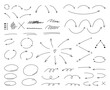 © masha stone - Hand drawn thin line arrows and highlight design elements. Vector line doodles isolated on white background.