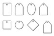 8 Tags Anhänger Etiketten Label - leer / blanko - Set - Vorlage / Template - Schatten / schattiert / 3D - Grafik Icons Cliparts Sketchnotes Doodles 