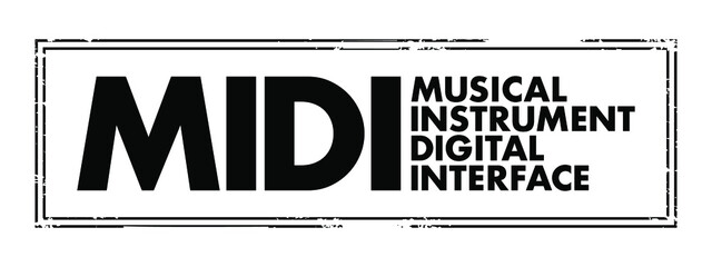 Poster - midi musical instrument digital interface - technology standard allowing electronic musical instrume