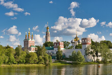 Novodevichy Convent In Moscow, Russia At Summer Day. Historical Architecture Of Moscow. UNESCO World Heritage Site.
