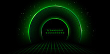 Abstract Rings Backgrounds Green Tunnel With Lights For Signs Corporate, Advertisement Business, Social Media Post, Billboard Agency, Ads Campaign Marketing, Motion Video, Landing Page, Website Header