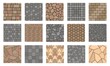 Floor stone pattern. Pavement tile of stone, bricks and concrete, road sidewalk and garden patio ground, outdoor paving plan. Vector path tile top view