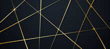Premium Background Design With Diagonal Dynamic Gold Line Pattern On Black Backdrop. Vector Horizontal Template For Business Banner, Formal Invitation, Luxury Voucher, Prestigious Gift Certificate