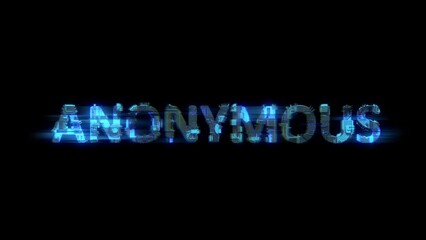 Poster - abstract glitch cybernetic text ANONYMOUS lighting blue electrical light, isolated
