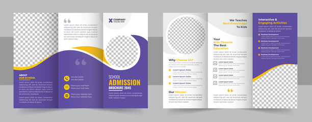 Wall Mural - Kids back to school education admission trifold brochure template, school trifold brochure design, kids academy brochure template 