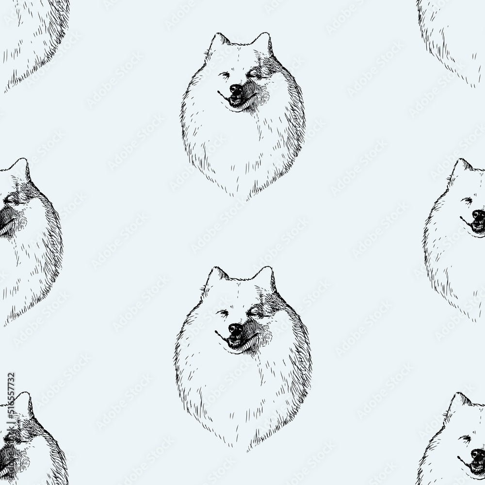 Seamless background od sketches portrait cute smiling dog Stock Vector ...