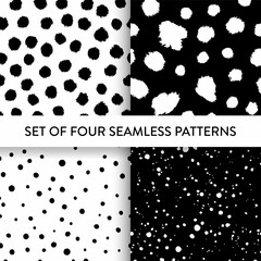 Sticker - Black and white minimalistic spotted pattern set. 