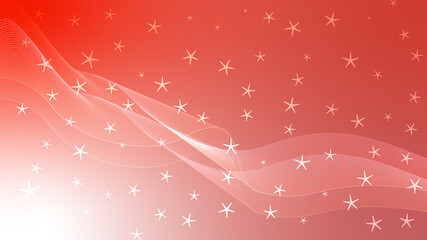 Poster - Abstract futuristic wavy stripes with star shapes. Abstract curved lines with star shapes on a red background. Vector.