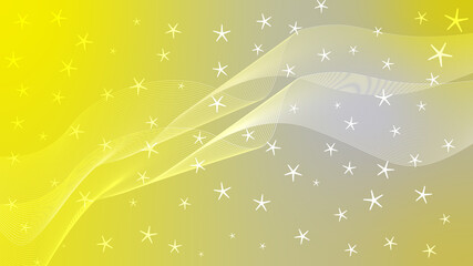 Poster - Abstract futuristic wavy stripes with star shapes. Abstract curved lines with star shapes on a yellow background. Vector.
