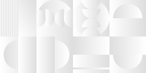 Fototapete - Abstract white and gray gradient background. Modern minimalistic design. Vector illustration with simple shapes like circle, square, rectangle. Monochrome light 3d futuristic design