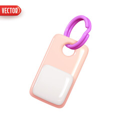 Poster - Key ring. Keyring alarm panel. Realistic 3d design element In plastic cartoon style. Icon isolated on white background. Vector illustration