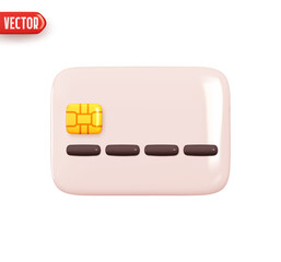 Poster - Credit bank card. Realistic 3d design element In plastic cartoon style. Icon isolated on white background. Vector illustration