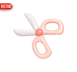 Poster - Office stationery scissors. Realistic 3d design element In plastic cartoon style. Icon isolated on white background. Vector illustration