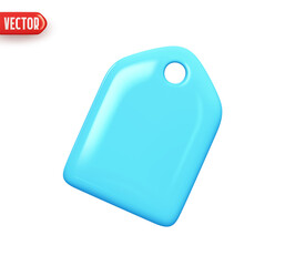 Wall Mural - Sale tag. Blue label discount. Realistic 3d design element In plastic cartoon style. Icon isolated on white background. Vector illustration