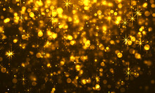 Shiny Orange Stars And Bokeh Abstract Background