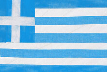 Greek Flag Made From Medical Bandages. Background On The Theme Of National Health Care.
