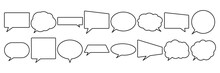 Speech Bubble Line Collection. Call Out Icon Set. Comic Dialogue Symbol Group. Vector Illustration Isolated On White.