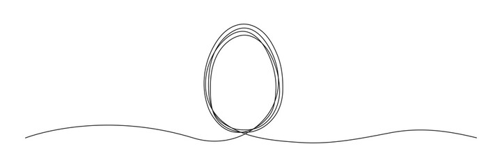 Poster - Egg continuous one line drawing.  Easter egg linear symbol. Vector illustration isolated on white.