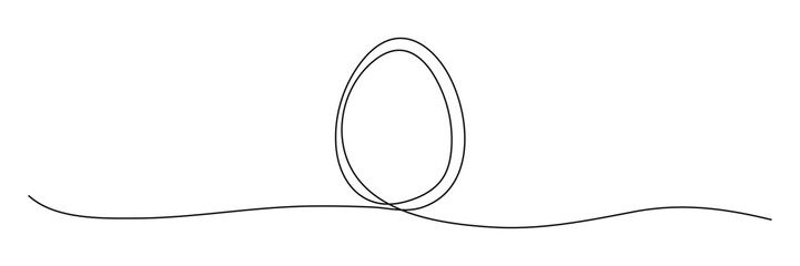Wall Mural - Egg continuous one line drawing.  Easter egg linear symbol. Vector illustration isolated on white.