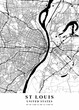 St Louis - United States White Plane Map