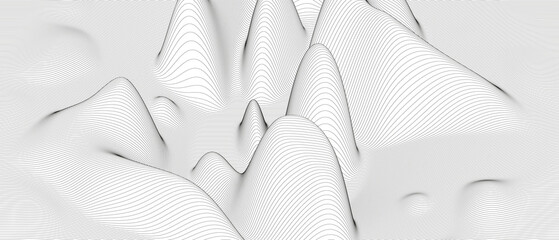Poster - Monochrome sound line waves abstract background . Distorted line shapes on a white background.