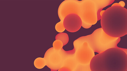Aufkleber - Abstract 3d fluid metaball shape with colorful balls. Synthwave liquid pastel organic droplets with gradient color.