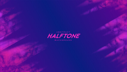 Poster - Abstract vector torn monochrome halftone background. Scrathed dotted texture element. Diagonal composition