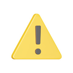 Poster - warning sign with exclamation point 3d icon. isolated object on a transparent background