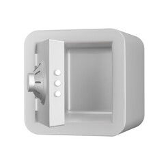 Poster - Empty safe with open door 3d icon. Isolated object on a transparent background