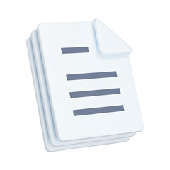 Poster - Documents 3d icon. Stack of sheets with text. Isolated object on a transparent background