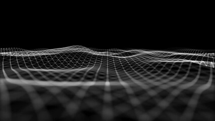 Poster - Abstract Digital Waving Lines Fx Background Loop/ 4k animation of an abstract background with digital fractal particle lines waving and seamless looping