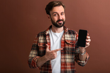 Wall Mural - handsome man on brown background