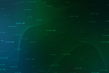 Binary Code Background, Digital Abstract technology background, flowing number one and zero text in binary code format in technology background. Internet Big data Concept