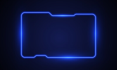 Wall Mural - Neon double frame with shining effects on dark background. Empty glowing techno backdrop. Vector illustration.