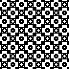 Poster - Black and white pixelated minimal pattern. Vector and seamless repeating tile pattern.
