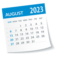 August 2023 Calendar Leaf - Vector Illustration